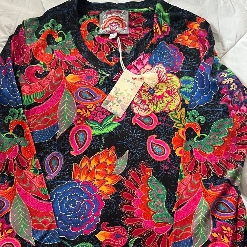 Johnny Was Multicolor Floral Blouse